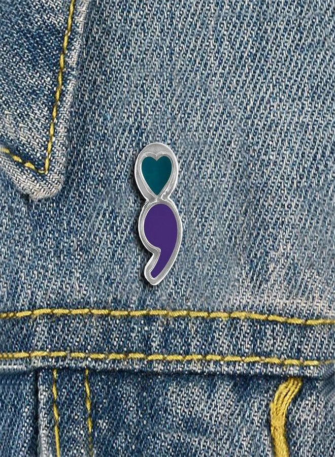 فوندريزينغ فور أ كوز دبوس فاصلة منقوطة للتوعية بالانتحار والوقاية منه - دبوس توعية بالانتحار باللونين الأزرق المخضر والبنفسجي للرجال والنساء في حقيبة (دبوس واحد) - Image 4