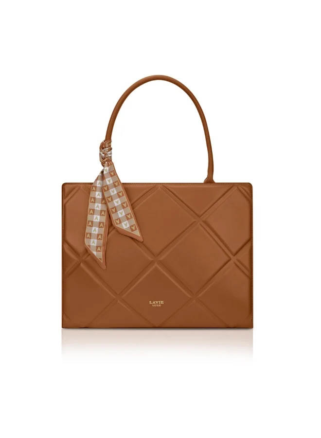 لافي حقيبة ساتشيل نسائية فاخرة مربعة كبيرة جدًا لون تان