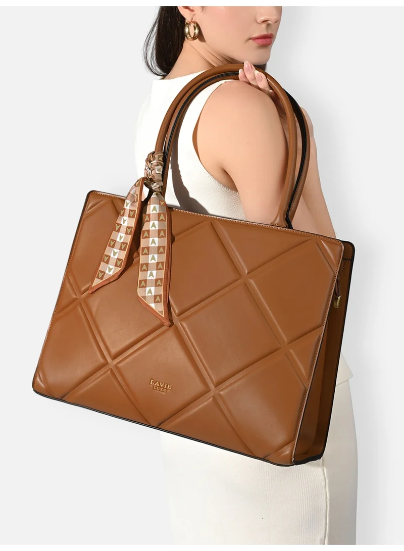لافي حقيبة ساتشيل نسائية فاخرة مربعة كبيرة جدًا لون تان