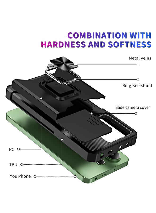 S-TOP Case For Redmi Note 13 4G Camera Shield Card Slot PC+TPU Phone Case - Image 3