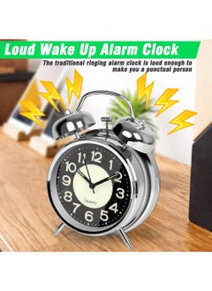YOUGE Twin Bell Alarm Clock, Loud Alarm Clock with Backlight, Silent Clock for Bedroom Home or Office, Great for Heavy Sleepers  - Image 4