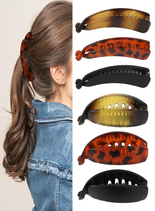 ANBALA 6Pcs French Banana Hair Clips for Women, Banana Clip for Thick/Thin Hair, Ponytail Holder Hair Clip (Black, Tortoise) - Image 1