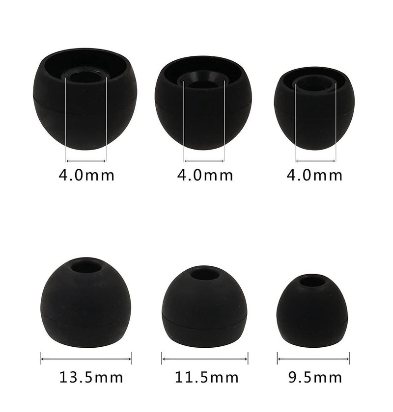 ALXCD Eartips for in-Ear Headphones, S/M/L Sizes 12 Pairs Soft Silicone Earbuds Tips Eartips with 3.8mm Connector Hole, Fit Most in Ear Earbuds(Inner Hole 3.8mm -4.8mm) 12 Pairs, Black, S/M/L - Image 2