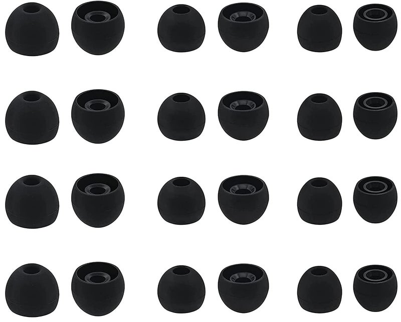 ALXCD Eartips for in-Ear Headphones, S/M/L Sizes 12 Pairs Soft Silicone Earbuds Tips Eartips with 3.8mm Connector Hole, Fit Most in Ear Earbuds(Inner Hole 3.8mm -4.8mm) 12 Pairs, Black, S/M/L - Image 1