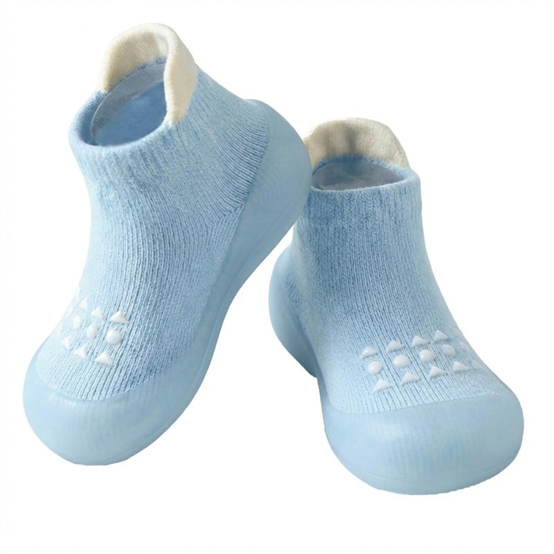 Hstyle Baby Sock Shoes Toddler Walking Shoes Infant Non-Slip Slippers Soft Rubber Sole Sneakers for Baby Boys Girls 12-18 Months Sky Blue - Image 1