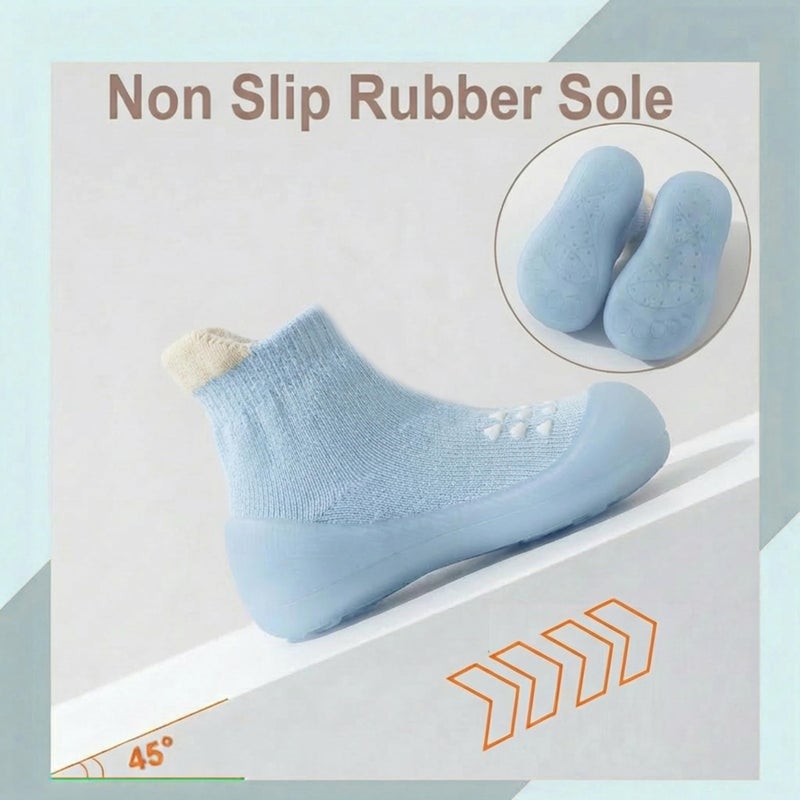 Hstyle Baby Sock Shoes Toddler Walking Shoes Infant Non-Slip Slippers Soft Rubber Sole Sneakers for Baby Boys Girls 12-18 Months Sky Blue - Image 4