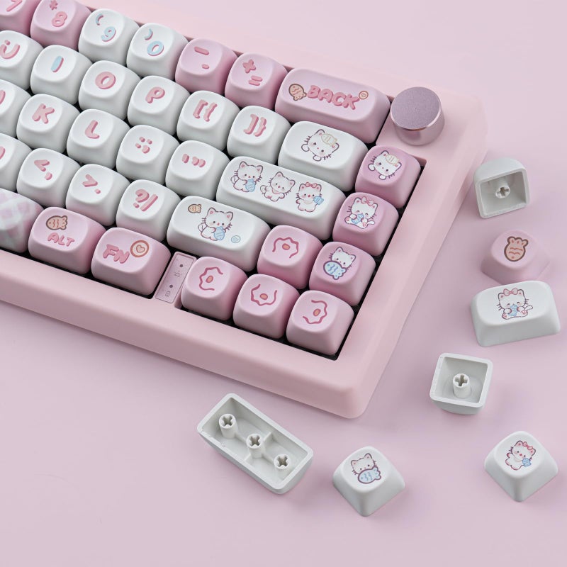TYRIXKI PBT Cute Kitty-cat Keycaps Set 140 Keys Dye-Sublimation MOA Profile Keycaps for Cherry Gateron MX Swithes Mechanical Keyboards - Image 4