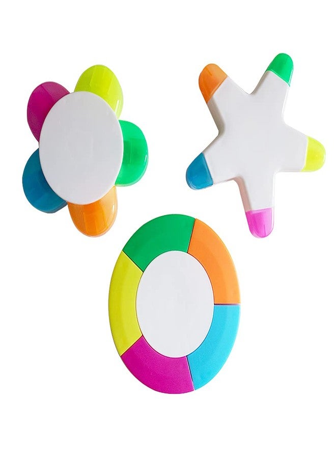 SunAngel 3 Pack Fluorescent Highlighter Pens Petals, Star Flower & Round Shape Watercolor Pens for Office, Home & Creative Art Supplies - Image 1