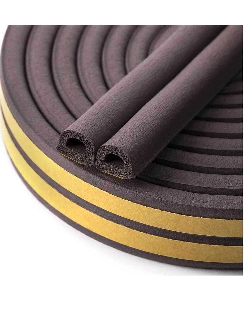 MJZ - Self-Adhesive Door Bottom Seal Strip, Doors and Windows Draught Excluder Stopper Foamed Weather Seal Stripping Under Door Soundproof Collision Avoidance Foam Tape (D Type 5M, Brown) - Image 1
