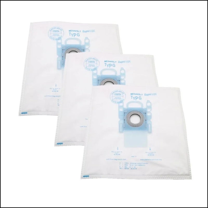 Bosch Type G Dust Bags 3 Pack Synthetic Material - Compatible Vacuum Cleaner Bags for Bosch MEGAfilt SuperTEX Canister Vacuums - Image 1