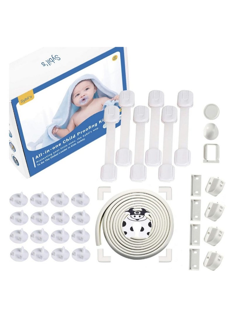 Sybil's Sybil’s Childproofing Safety Kit - 37 Piece Set, 3M Adhesive, Flexible Straps, Eco-Friendly Material, 24+ Months - Image 1