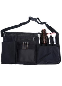 MyGift MyGift Professional Black Salon Apron, Makeup Artist Cosmetic Canvas Waist Apron, Multiple Pocket Brush Bag Organizer 