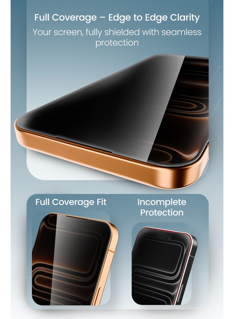 Moxedo Ultra Shield Premium Tempered Glass Screen Protector 9H Hardness Privacy for iPhone 17 Pro Max 6.9-inch 2025 Full Coverage Anti-Spy Protection with Auto-Align Easy Applicator - Image 3
