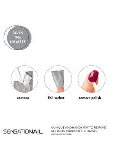 SensatioNail Sensationail Gel Nail Polish Removal Kit, Acetone Dropper, 4-Way Nail Buffer and Manicure Stick, Easily Soak Off without Damage or Hassle, Silver, 30 Count  - Image 2