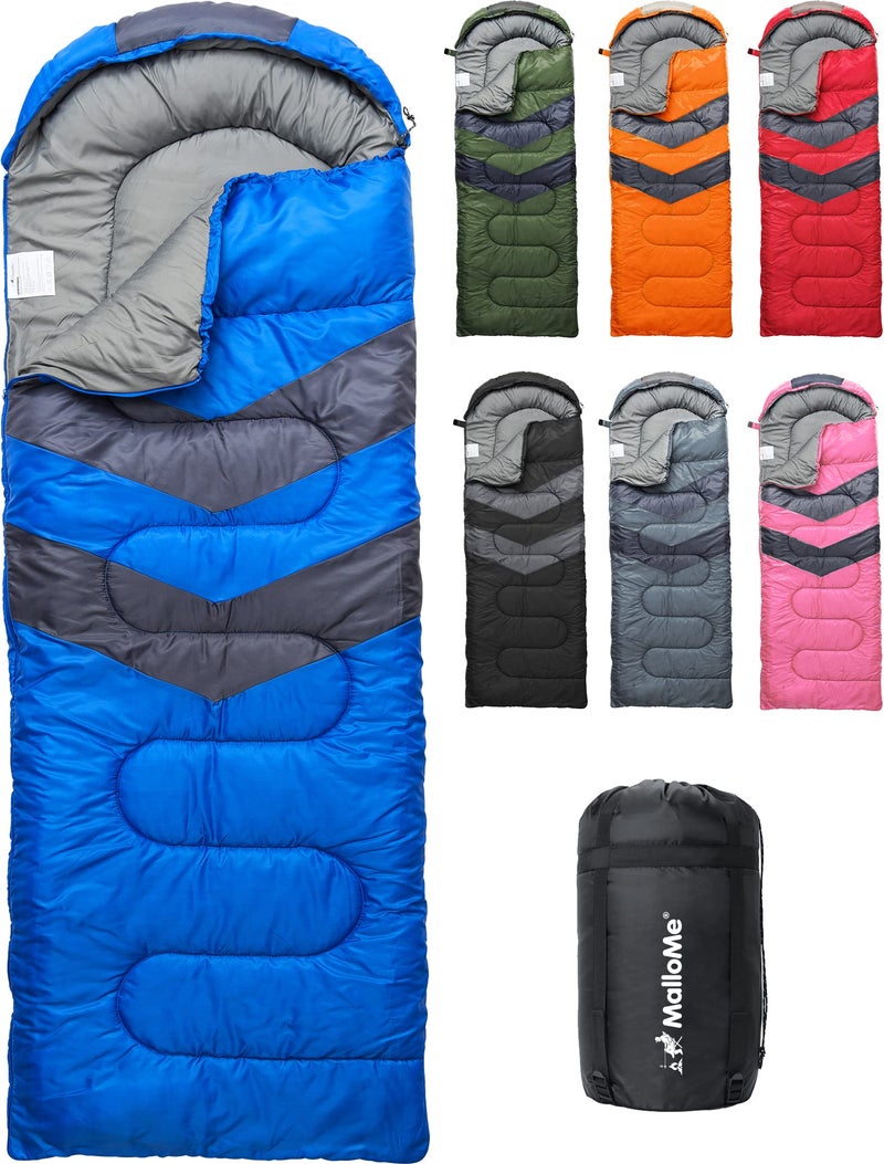 MalloMe Sleeping Bags for Adults Cold Weather & Warm - Backpacking Camping Sleeping Bag for Kids 10-12, Girls, Boys - Lightweight Compact Camping Essentials Gear Accessories Hiking Sleep Must Haves - Image 1