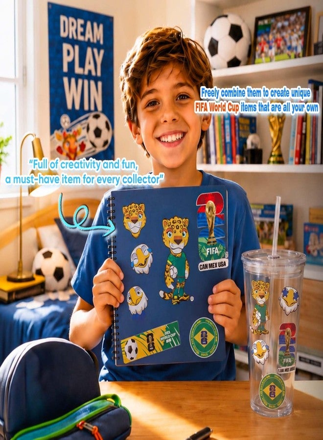 ميسوكا ملصقات كأس العالم FIFA 2026 - ملصق كرة قدم رسمي بتصميم الكأس والمدينة المضيفة والأعلام والتميمة، ملصقات مقاومة للماء لزجاجات المياه وأجهزة الكمبيوتر المحمولة والهواتف، هدايا حفلات كرة القدم (مجموعة FIFA الوطنية B) - Image 5