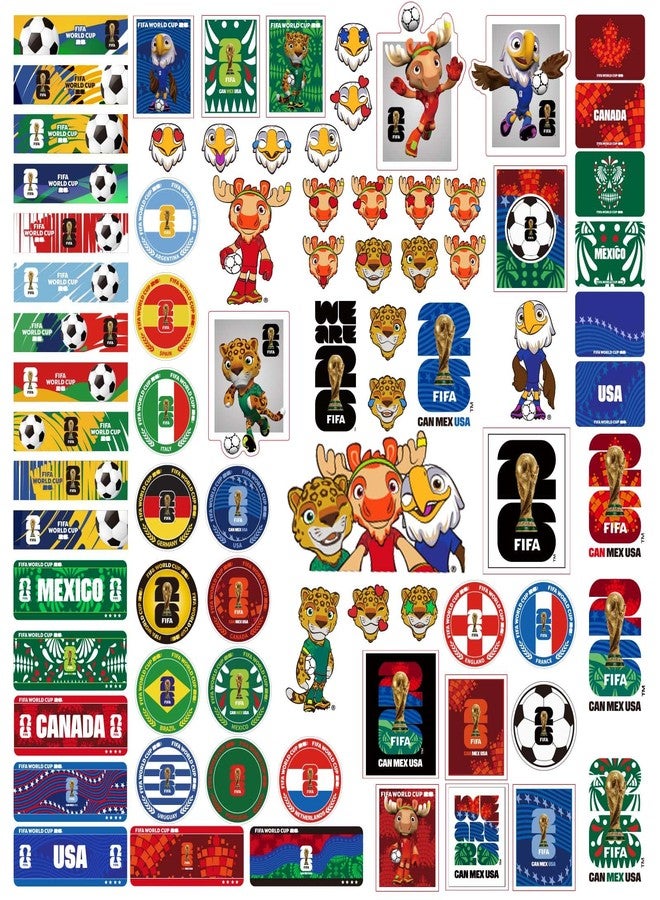 ميسوكا ملصقات كأس العالم FIFA 2026 - ملصق كرة قدم رسمي بتصميم الكأس والمدينة المضيفة والأعلام والتميمة، ملصقات مقاومة للماء لزجاجات المياه وأجهزة الكمبيوتر المحمولة والهواتف، هدايا حفلات كرة القدم (مجموعة FIFA الوطنية B) - Image 1