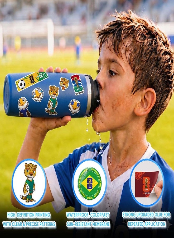 ميسوكا ملصقات كأس العالم FIFA 2026 - ملصق كرة قدم رسمي بتصميم الكأس والمدينة المضيفة والأعلام والتميمة، ملصقات مقاومة للماء لزجاجات المياه وأجهزة الكمبيوتر المحمولة والهواتف، هدايا حفلات كرة القدم (مجموعة FIFA الوطنية B) - Image 3