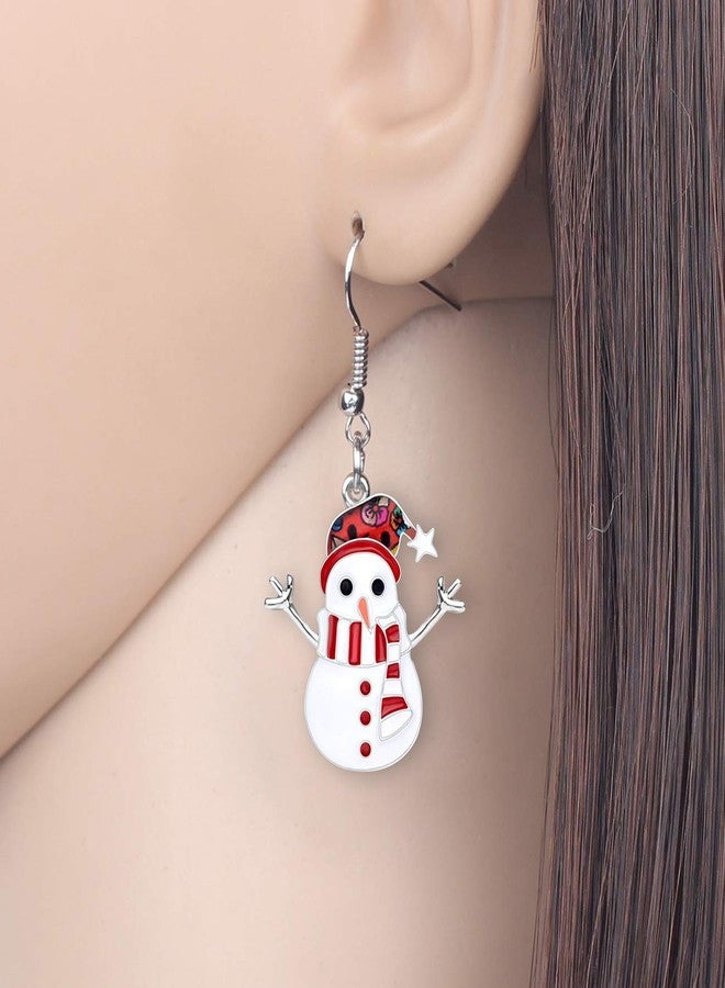 DUOWEI Cute Enamel Christmas Scarf Snowman Jewelry Sets Necklace Earrings for Women Charms Festival Accessories Gifts (Red) - Image 3