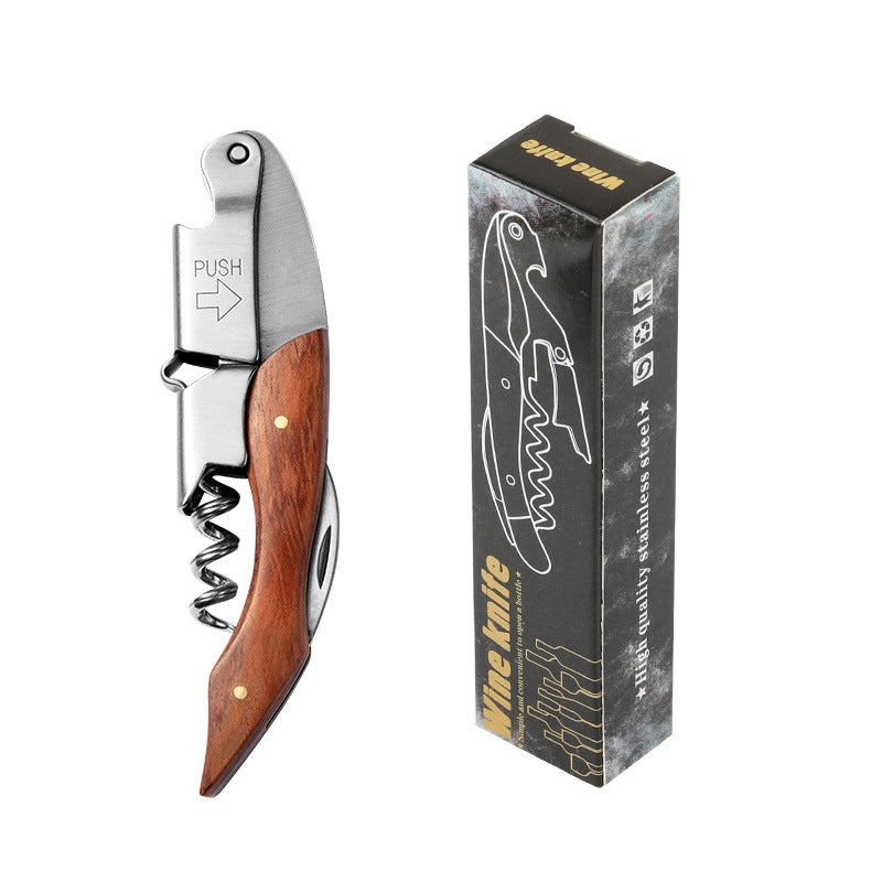 Red Wine Bottle Opener Stainless Steel Multifunctional Haima Knife Beer Opener Portable Wine Knife Starter Home High-endJD-02 pear wine knife with wooden handle JD-02 pear wine knife with wooden handle