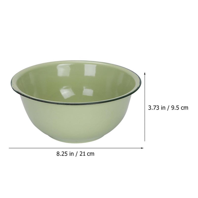 Vintage Green Enamel Mixing Bowl Set 4Pcs 20cm Thickened For Kitchen Soup Serving Food Storage - Image 3
