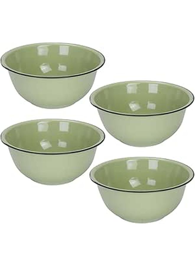 Vintage Green Enamel Mixing Bowl Set 4Pcs 20cm Thickened For Kitchen Soup Serving Food Storage - Image 1