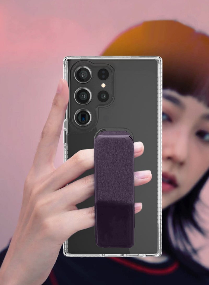 Wtech TPU Hand Grip Air Pillow Case Cover For Samsung Galaxy S24 Ultra 5G 2024 Clear/Eggplant Purple - Image 3