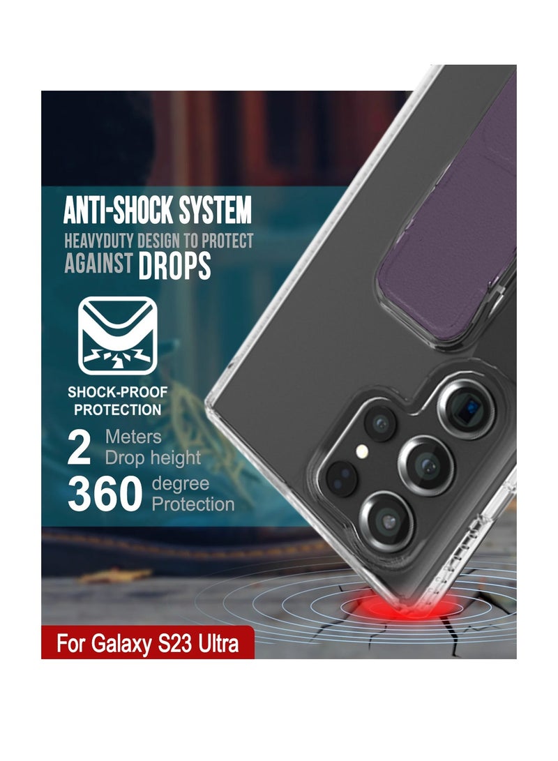 Wtech TPU Hand Grip Air Pillow Case Cover For Samsung Galaxy S24 Ultra 5G 2024 Clear/Eggplant Purple - Image 4