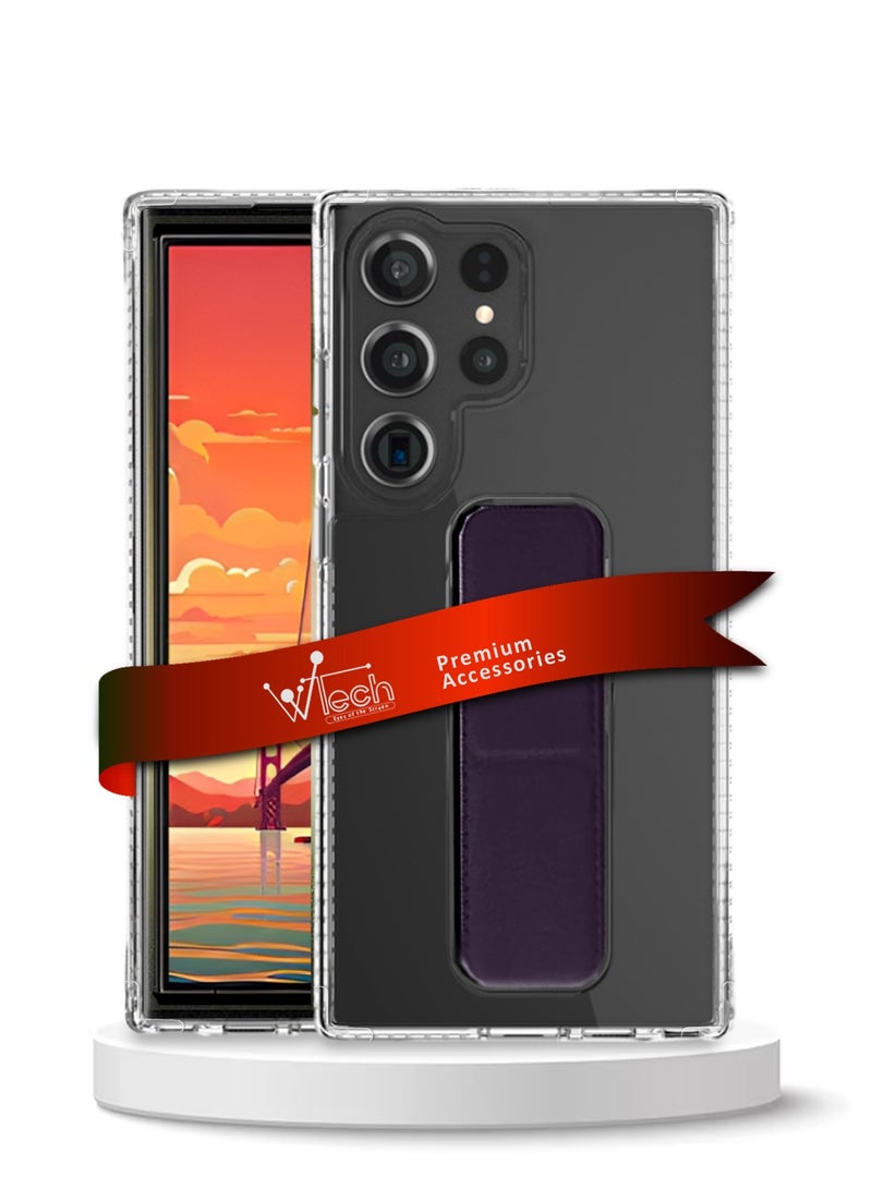 Wtech TPU Hand Grip Air Pillow Case Cover For Samsung Galaxy S24 Ultra 5G 2024 Clear/Eggplant Purple - Image 1