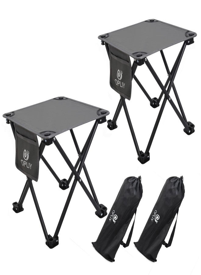 Opliy Camping Stool 2 Pack,13.5 Inch Portable Folding Stool for Outdoor Gardening and Beach Hiking Fishing,Foot Stool with Carry Bag (Gray) - Image 1