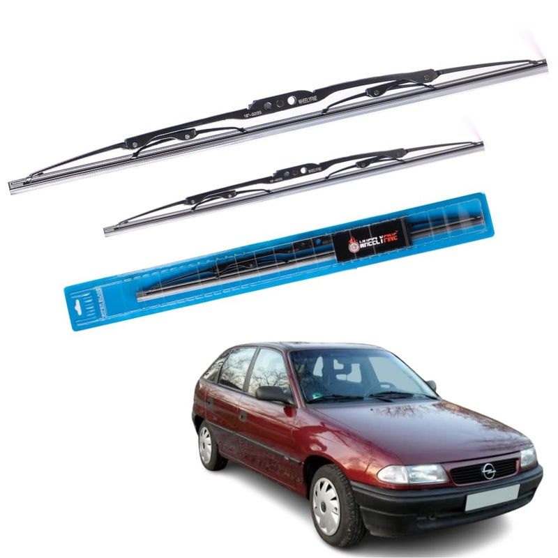 Wheelyfine Car Wiper Blades | Metal Frame | Water Repellent Windshield Wipers | Blade Refills For Opel Astra (1994-2003) Dr 18"/Pa 18" - Image 1