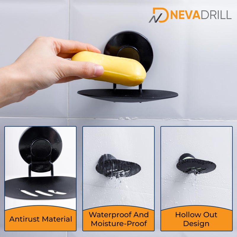 NEVADRILL Suction Soap Holder - Vacuum Suction Soap Dish for Shower - Polished Finish, Drill-Free Installation - Wall-Mounted Soap Caddy for Shower - Wall Soap Holder for Bathroom - Image 2