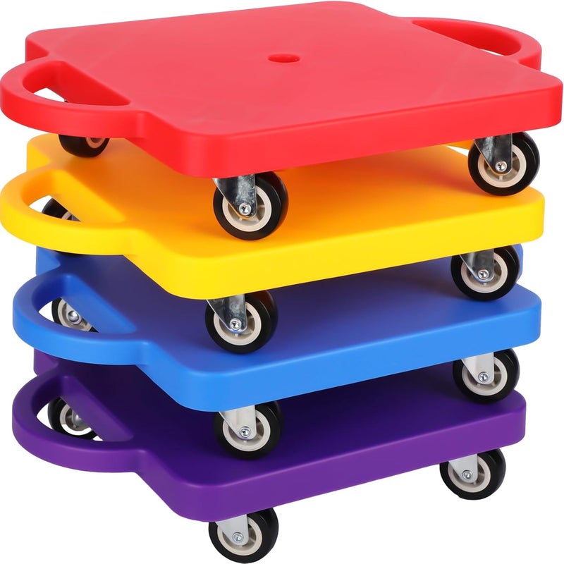 Jerify 4 قطع لوح سكوتر رياضي بالجملة مع مقابض وعجلات بلاستيكية سكوتر مسطح للأطفال أنشطة داخلية وخارجية معدات اللعب ملونة - Image 1