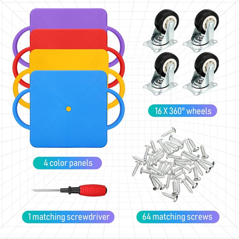 Jerify 4 قطع لوح سكوتر رياضي بالجملة مع مقابض وعجلات بلاستيكية سكوتر مسطح للأطفال أنشطة داخلية وخارجية معدات اللعب ملونة - Image 2