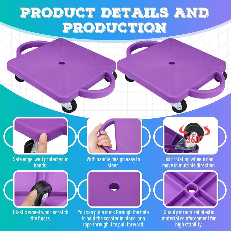 Jerify 4 قطع لوح سكوتر رياضي بالجملة مع مقابض وعجلات بلاستيكية سكوتر مسطح للأطفال أنشطة داخلية وخارجية معدات اللعب ملونة - Image 4
