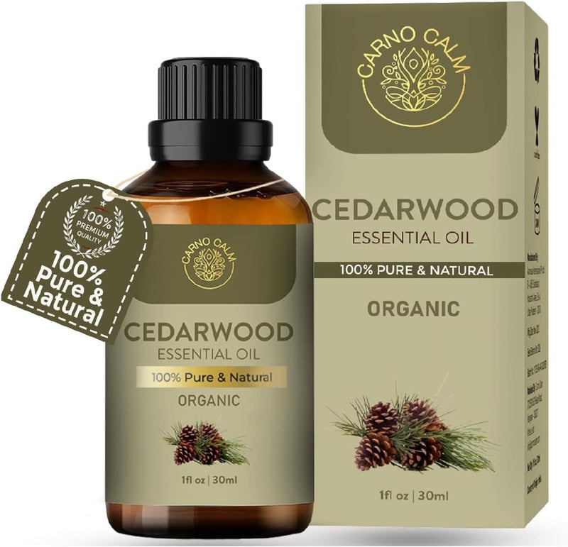 Organic Cedarwood Essential Oil |USDA Certified | Pure & Natural | for Hair Skin Focus Wood | Woody and Earthy Aroma for Clarity | Diffuser Fragrance Oil Soaps Candles | 30ml | 100% pure cedarwood oil with woody, earthy aroma — for diffuser, hair, skin and DIY uses. - Image 1