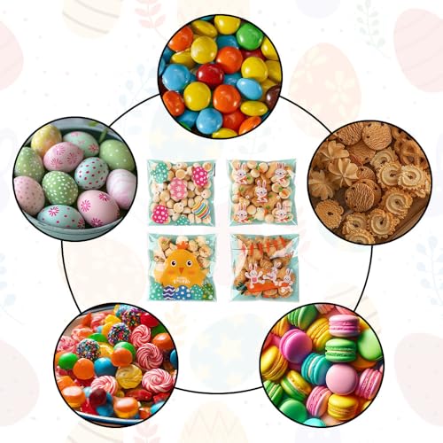 eowqeiur 100 PCS Easter Self-sealing Cellophane Bags(4x4 Inch) for Candy Goodie Treat Snack Goody Cookie Small Gifts Wrap Plastic Ziplock Bag Baggies Pouch Easter Party Favors Supplies Decorations Table Decor - Image 4