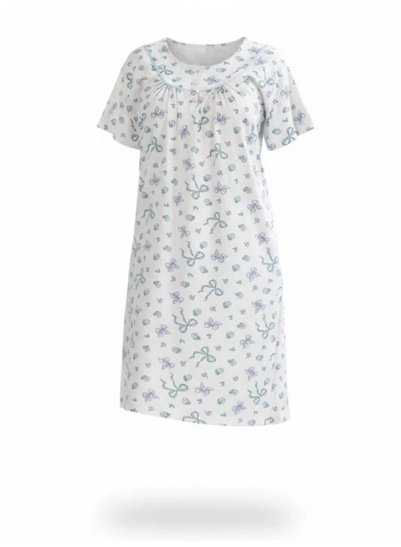 فكتور اند جين Women's Printed Nightie with Gathered Neckline