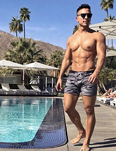 Taddlee Swimwear Men Basic Long Swimming Trunk Surf Camo Shorts Swimsuits Pocket, Gray, X-Large - Image 3