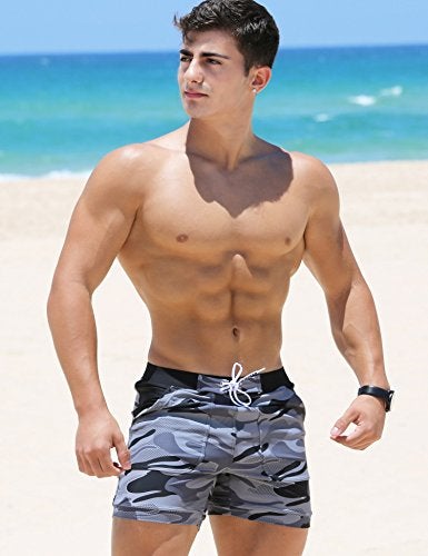 Taddlee Swimwear Men Basic Long Swimming Trunk Surf Camo Shorts Swimsuits Pocket, Gray, X-Large - Image 4