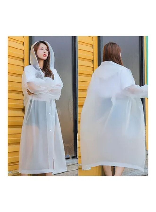 Unisex Outdoor Travel Waterproof Hooded Drawstring Raincoat Jacket Rainwear - Image 2