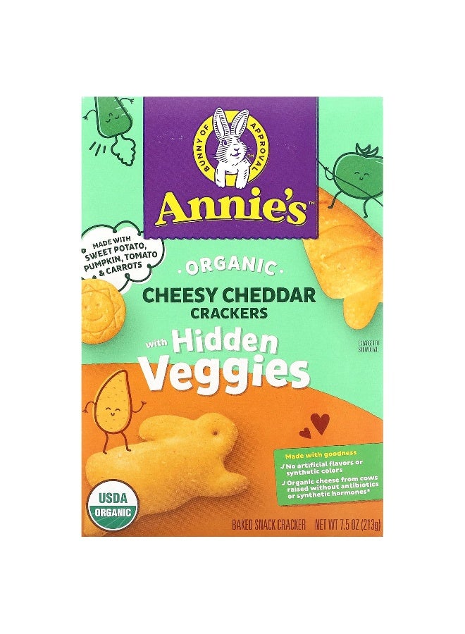 Annies Homegrown Annie's Homegrown, Organic Cheesy Cheddar Crackers with Hidden Veggies, 7.5 oz (213 g)  - Image 1
