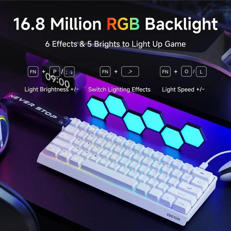 Eweadn F61 Wireless Mechanical Gaming Keyboard Combo, Silent, Ergonomic, for Gaming Office - Image 3