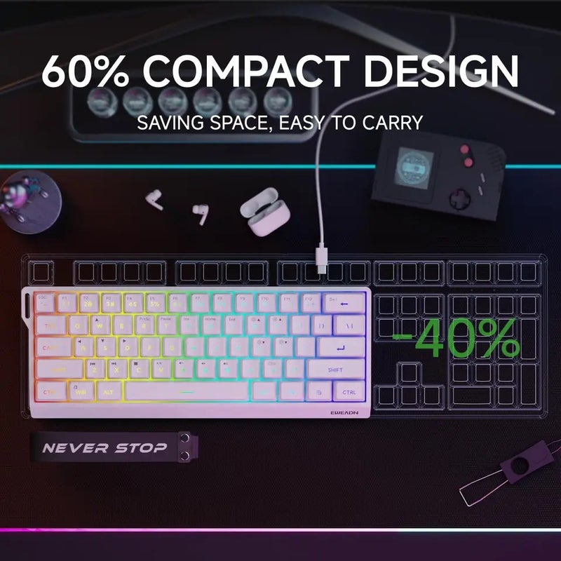 Eweadn F61 Wireless Mechanical Gaming Keyboard Combo, Silent, Ergonomic, for Gaming Office - Image 4