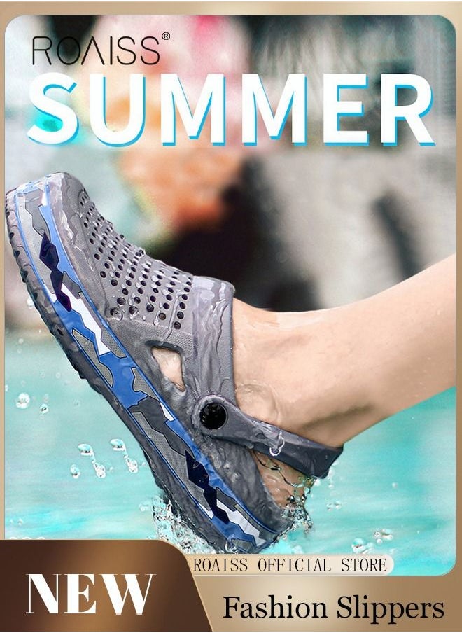 roaiss Men Breathable Sandals Anti-Slip Water Shoes Outdoor Beach Shower Slippers Summer Sandals Men's Outdoor Clogged Shoes  - Image 1