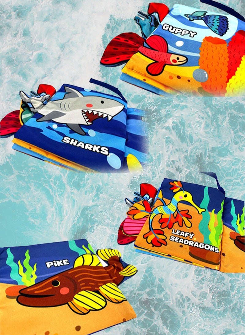 كتب قماشية ناعمة غير سامة على شكل حيوانات بحرية للأطفال، ألعاب تعليمية مبكرة، كتاب قماشي مجعد للأطفال الصغار والرضع والأطفال، مضاد للسقوط ومضاد للعض، مثالي كهدية للأطفال من سن 0 إلى 12 شهرًا، - Image 4