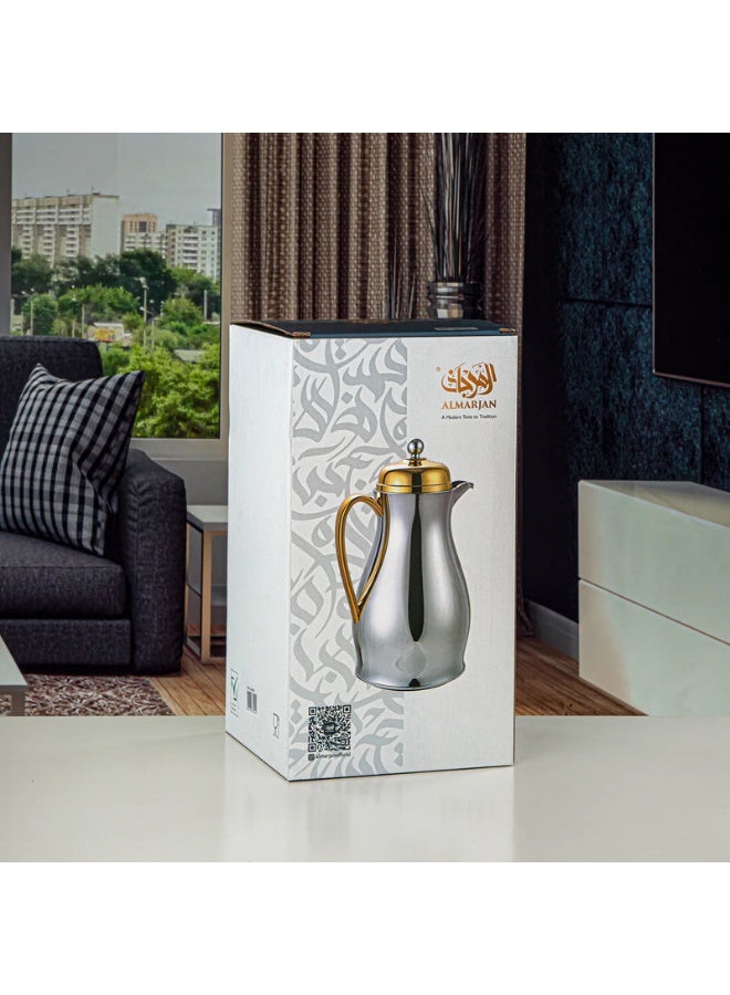 Almarjan Vacuum Flask Metal Body with Glass Liner 0.5L Silver (RPA-050-S) - Image 2