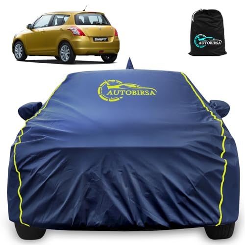 Autobirsa Waterproof Car Body Cover for Maruti Swift Old 100% All Weather Proof with Mirror Packet & Full Bottom Elastic, Triple Stitching with 100% Nail Proof Cover Navy Blue - Image 1