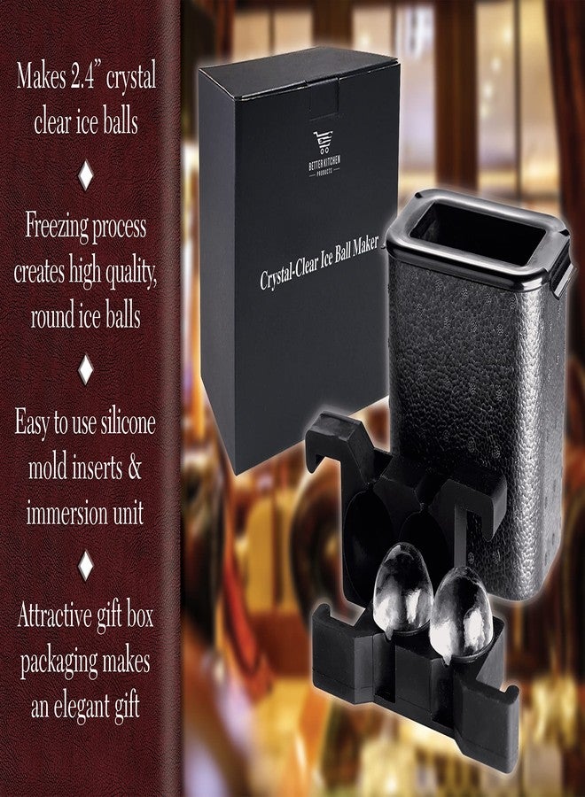 Better Kitchen Products صانعة كرات الثلج الشفافة من Better Kitchen Products، قالب ذو تجويفين، صواني كبيرة لكرات الثلج، كرات ثلج جامبو بحجم 2.4 بوصة - Image 3