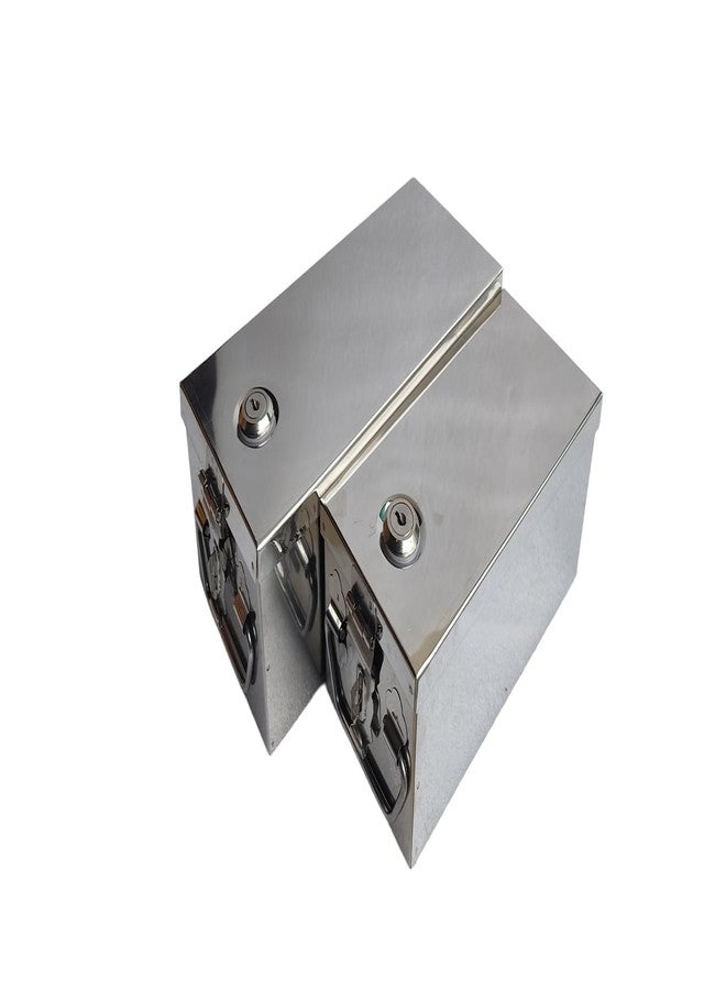GvanyS Stainless Steel Locker Boxes Jewellery Boxes Cash Peti Set (Multi_Pack of 2) Size - 10 Inch, 12 Inch (With Pre fited Lock & 2 Key) - Image 1